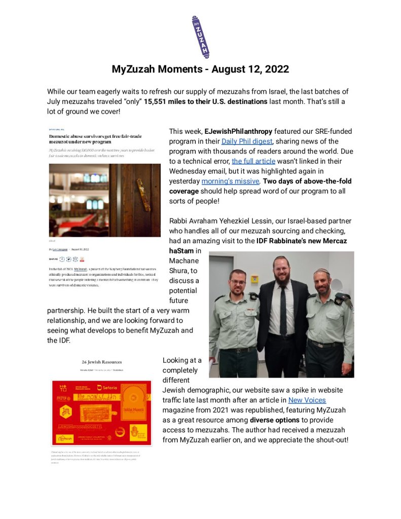 thumbnail of MyZuzah Moments – August 12, 2022
